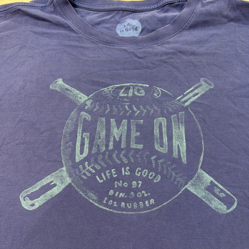 Life Is Good Baseball T-Shirt XL Blue GAME ON Crusher Classic Fit Men *